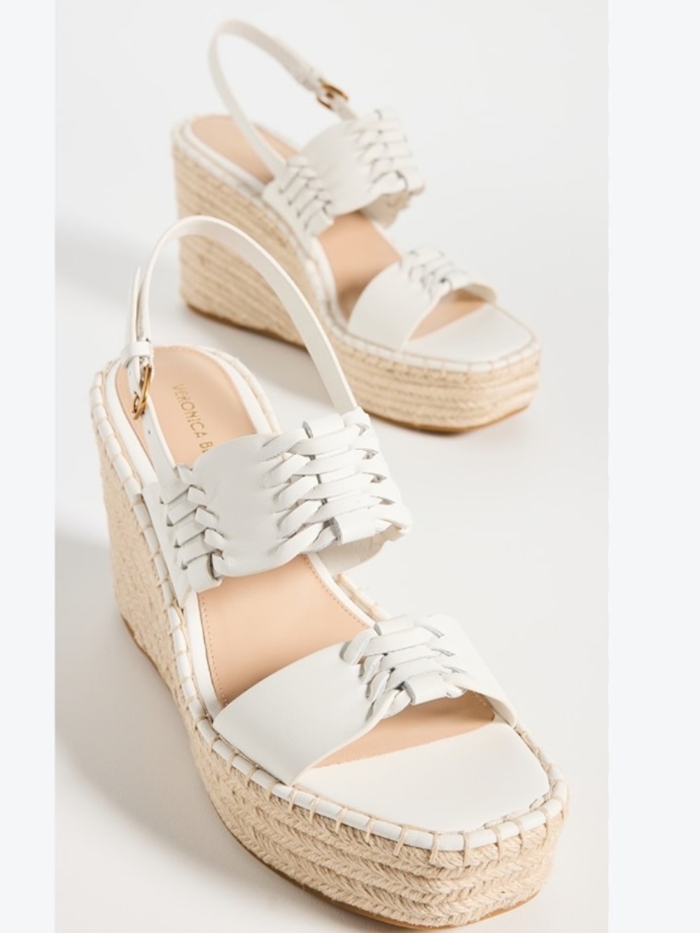 Veronica beard NEW WO BOX Riya white braided jute espadrille wedge sandals sz 6